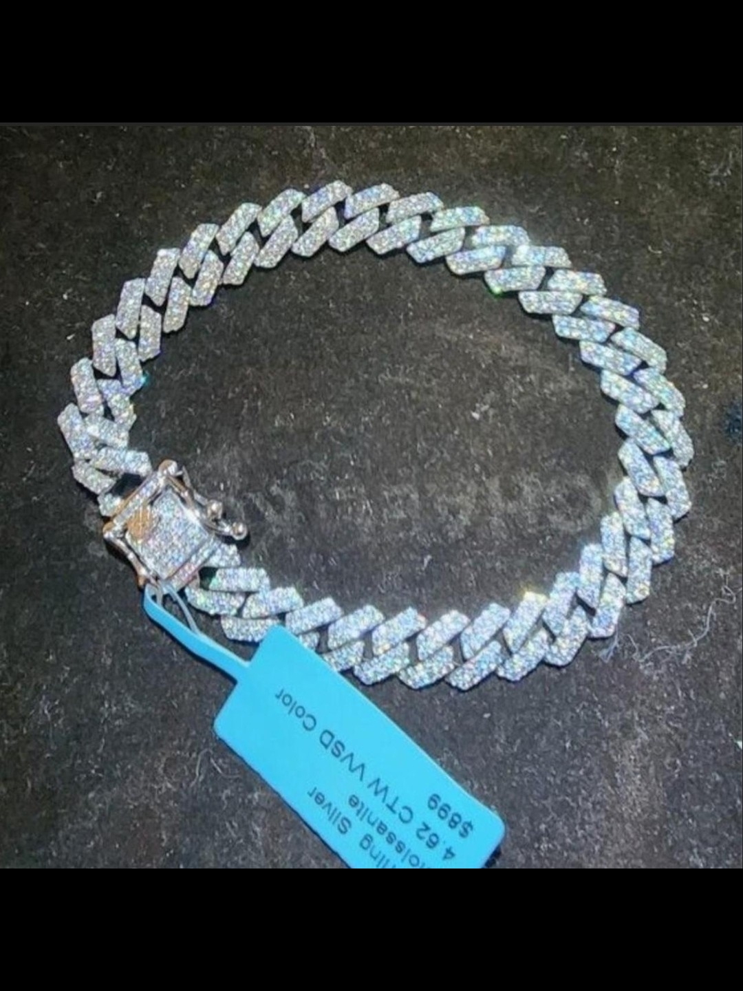 New Iced Out Monaco Link Moissanite Men's 925 Sterling Silver Bracelet